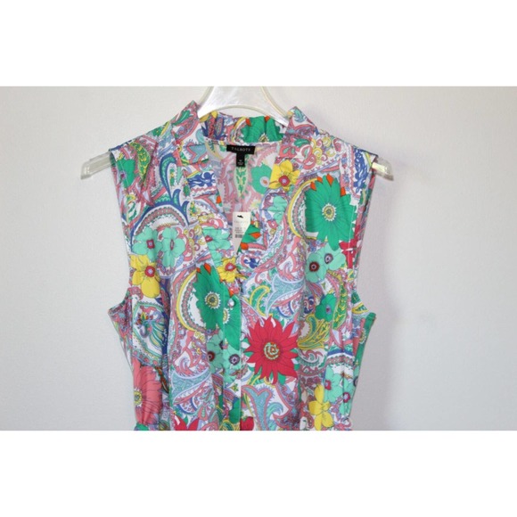 NWT Talbots Floral Paisley Sleeveless Button Front Dress With Tie Size 12 H14884 - Picture 3 of 11